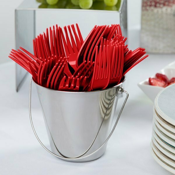 Creative Converting 010463B 7 1/8in Classic Red Heavy Weight Plastic Fork, 50PK 999FORKRD